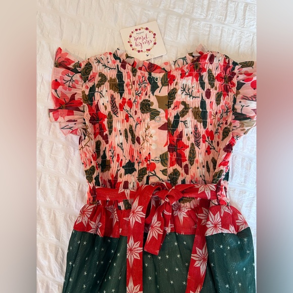 Cheeky Plum Smocked Flutter Sleeve Holiday Bubble Romper Size 2T BNWT - Picture 4 of 6